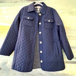 Chico’s Nautical Quilted Barn Jacket Sz 2 (L/12)